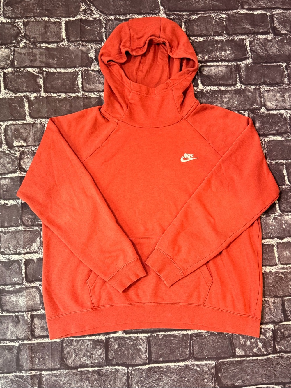 Nike Men's Zip-Up Hoodie in Bright Red with Small White Logo